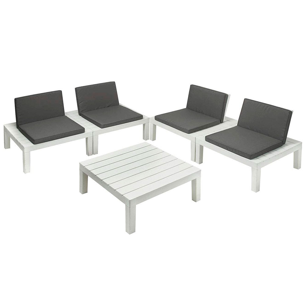 Conjunto de Jardín Mesa y 4 Banquetas con Cojines Api Progarden Conjuntos de Sofás y Mesas Bajas 1